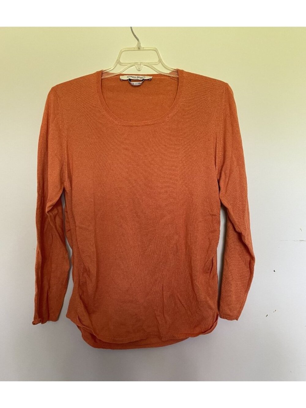 Marina Rinaldi Italy Terracotta Orange 70% Silk 30% Cashmere Knit Sweater Size L